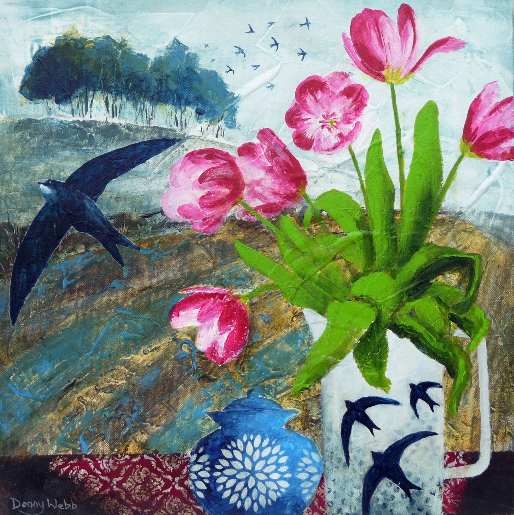 "Tulips and Swifts" by Denny Webb 40 cm x 40 cm