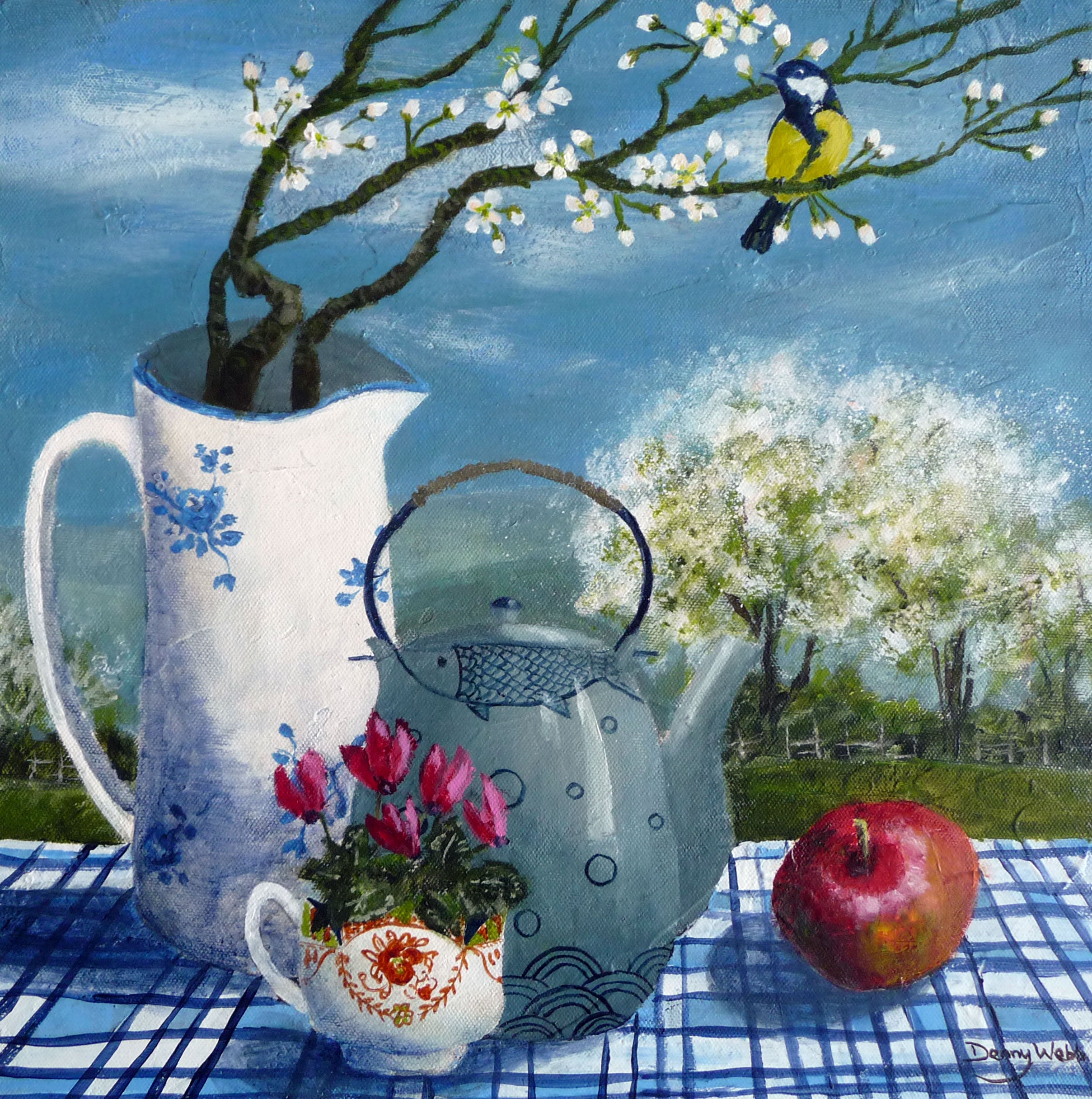 "Picnic at the Cherry Tree" by Denny Webb 40x40 cm