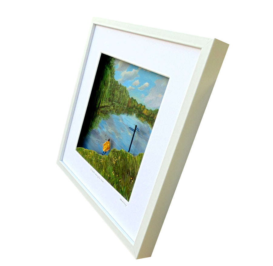A Stroll along the river   - Anna Anderson - Framed size 33cm x 33cm