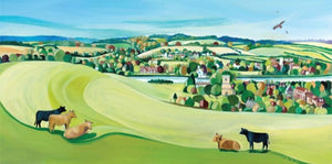 Goring Gap from Lardon Chase by Carolyn Tyrer Framed size 52 cm x 29 cm