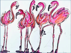 "Line of Flamingos" - Penelope Timmis Limited Edition of 10