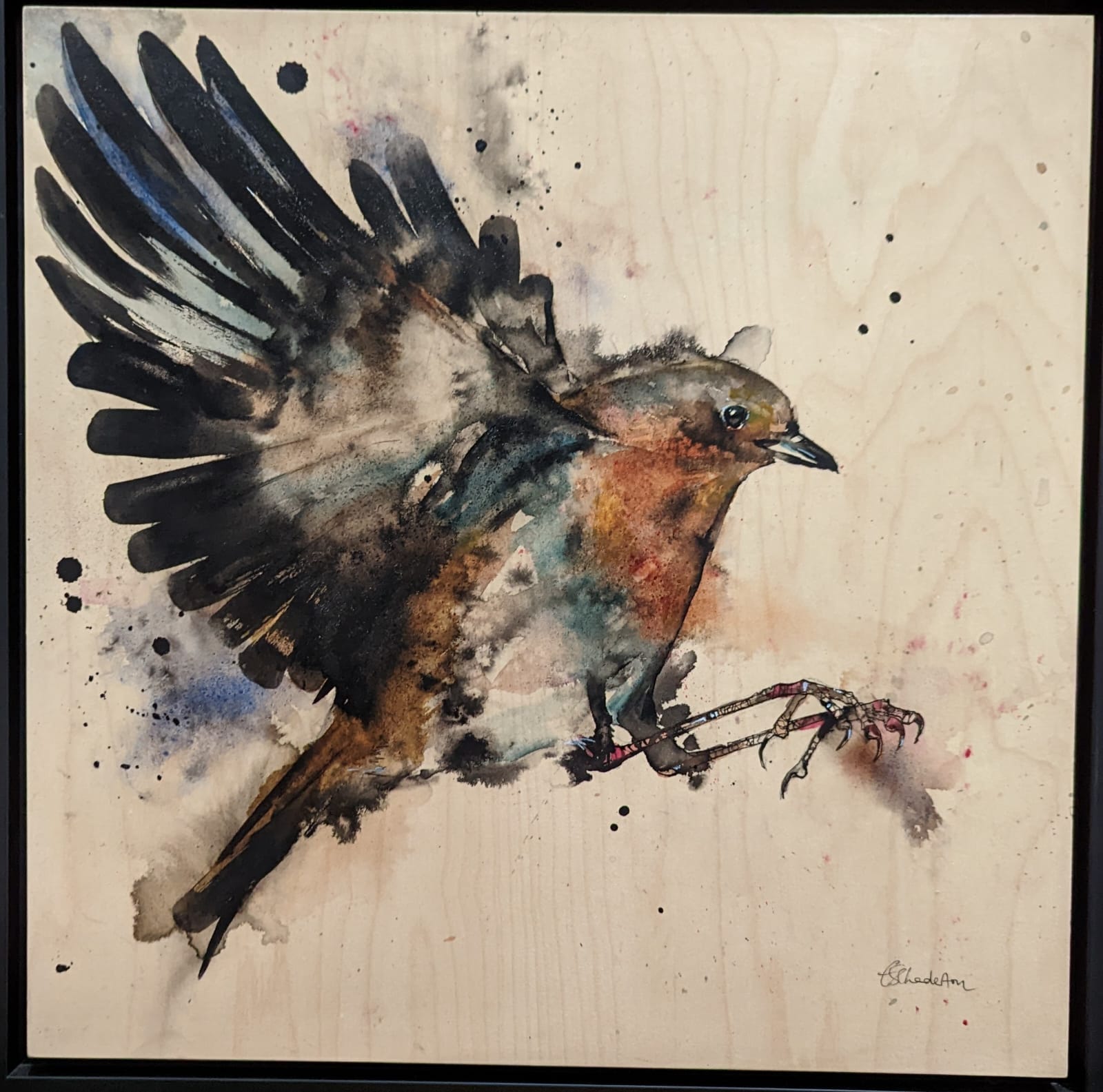 When Robin's appear, Loved ones are Near - Liz Chaderton - 54 x 54 cm including frame