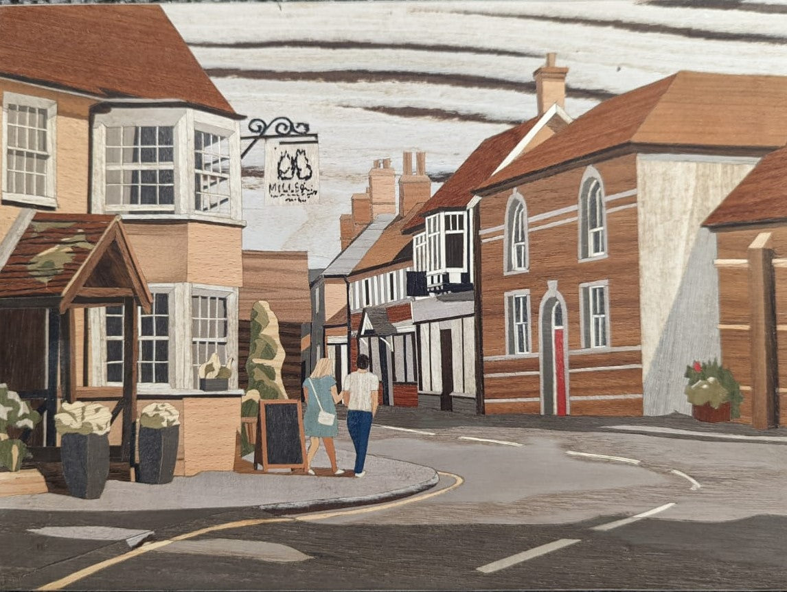 The Miller and High Street Goring on Thames by Barry Skeels