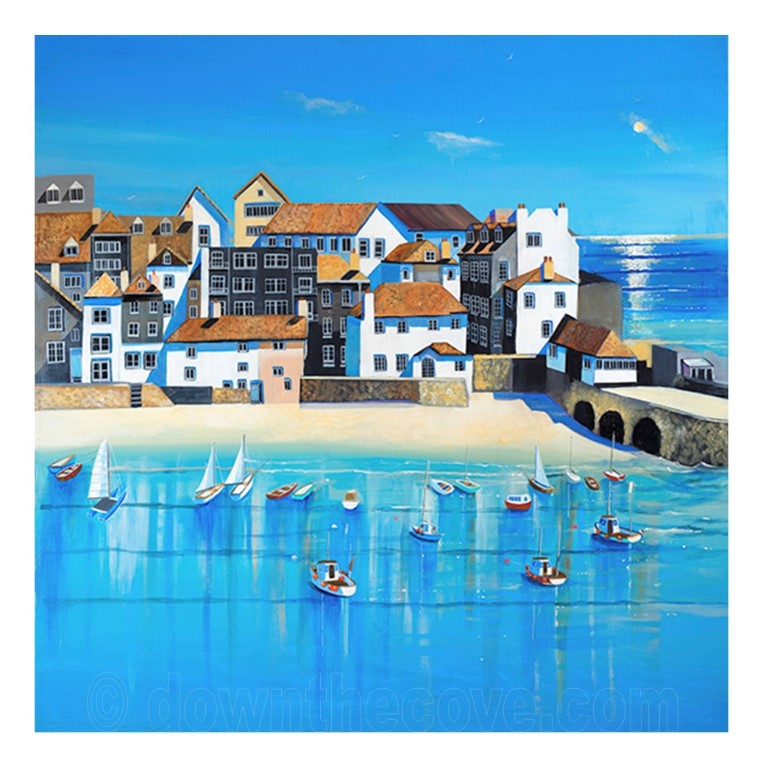 St Ives by Carolyn Tyrer Framed size 56 x 56 cm