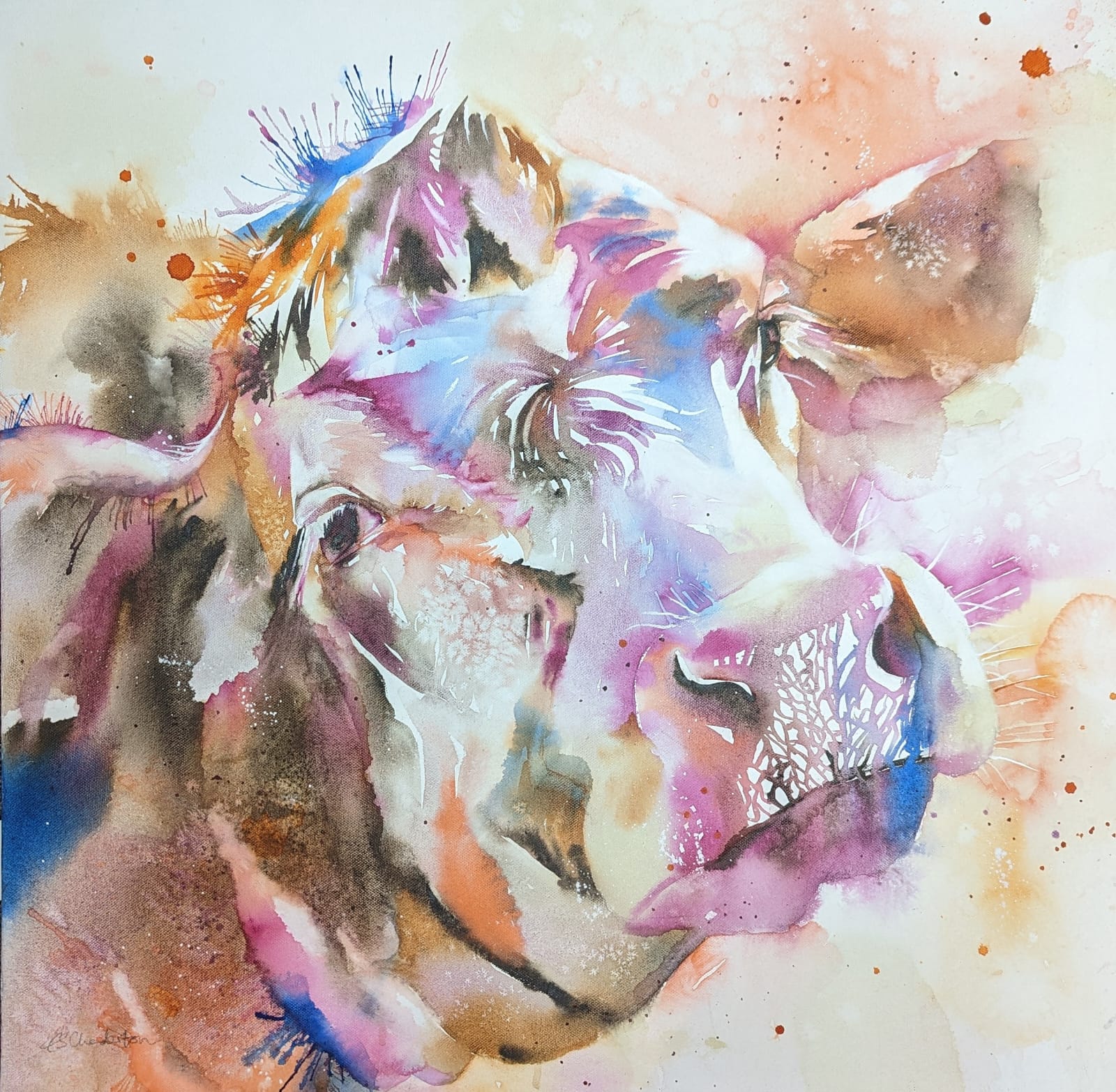 Thoughtful Cow - Liz Chaderton - 66 × 66 cm